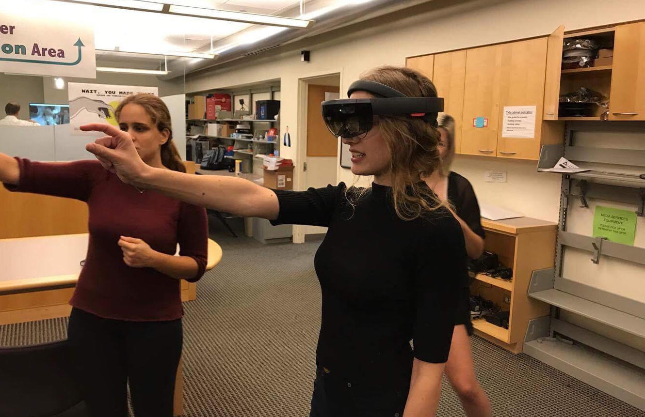 Image of demoing the HoloMuse app at Wellesley College